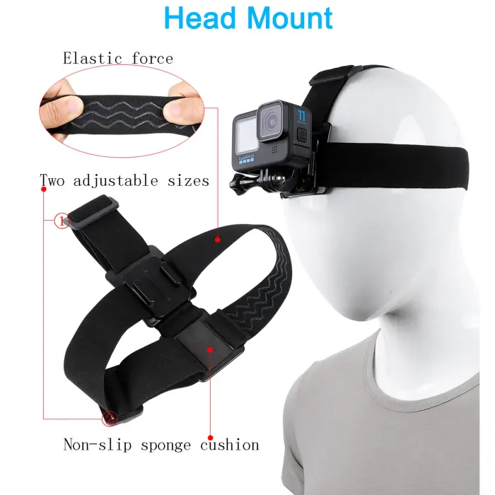Accessories Set for GoPro Hero 13/12/11/10/9/8/7/6/5/4,New Quick Release Head Strap Mount + Chest Mount Harness + Backpack Clip Holder + 360°Rotating Wrist Strap - Image 5