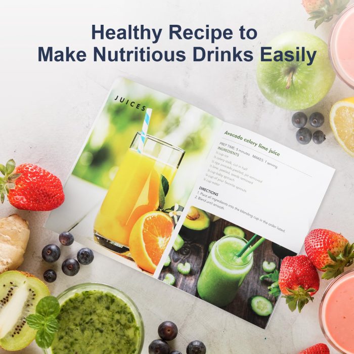 KOIOS Smoothie Blender, 900W Personal Blender for Shakes and Smoothies for Kitchen with 2 No-BPA 22oz Portable Cups, Single Serve Smoothies Maker Mixer for Juices, Nutritious Recipe (Grey Blue) - Image 3