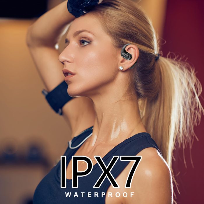 Open Ear Headphones, Bluetooth 5.4 Headphones Sports, Premium Sound with HD Mic Wireless Earbuds, 48H Playtime LED Power Display Ear Buds, IPX7 Lightweight Comfort Earphones for Running, Working - Image 2