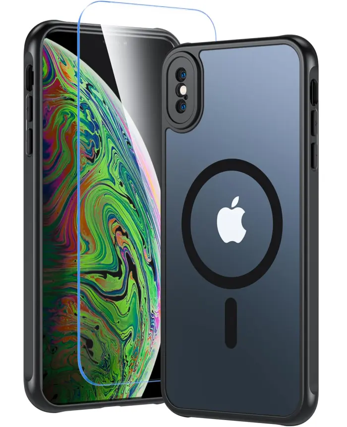 71rK5tMHh1L Cum2giff for iPhone Xs Max Case, Compatible with MagSafe, Magnetic Case for iPhone Xs Max 6.5, Military-Grade Dropproof & Shockproof, Skin-Friendly and Smooth Cover for iPhone Xs Max, Black - Image 1