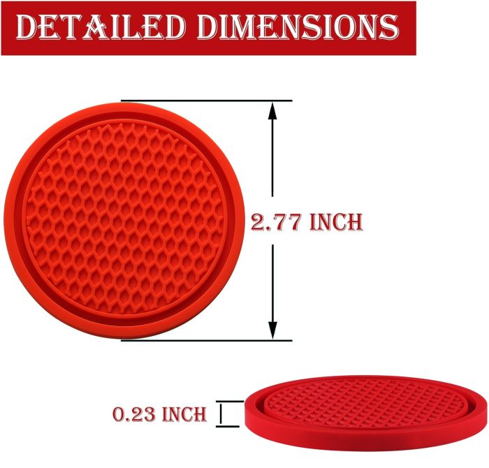 SINGARO Car Cup Coaster, 4PCS Universal Non-Slip Cup Holders Embedded in Ornaments Coaster, Car Interior Accessories, Red - Image 6