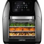 CHEFMAN Multifunctional Digital Air Fryer+ Rotisserie, Dehydrator, Convection Oven, 17 Touch Screen Presets Fry, Roast, Dehydrate, Bake, XL 10L Family Size, Auto Shutoff, Large Easy-View Window, Black