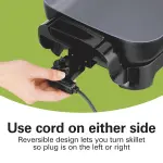 Hamilton Beach Electric Skillet with PFAS-Free Durathon Ceramic Coating, Removable 12x15” Pan, Adjustable Temperature, Reversible Design, Tempered Glass Lid, Black Nonstick Surface (38531) - Image 4