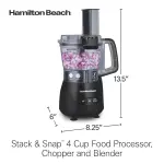 Hamilton Beach Stack & Snap 4-Cup Mini Food Processor & Vegetable Chopper, 250 Watts, for Slicing, Shredding, and Puree, Black (70510) - Image 2