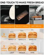 MERIOR 25-IN-1 Bread Maker with Visible Lid | 2lb Automatic Machine, Auto Nut Dispenser, 13-Hour Delay Timer, One-Touch Control & Recipes – Easy Operation, High Success for Homemade Bread - Image 4