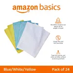 Amazon Basics Microfiber Cleaning Cloths, Ultra Absorbent, Lint Free, Streak Free, Non-Abrasive, Reusable and Washable, 16" x 12", Blue/White/Yellow, Pack of 24 - Image 6