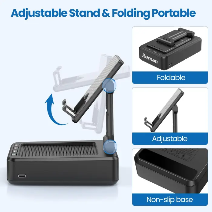 Cell Phone Stand with Wireless Bluetooth Speaker and Anti-Slip Base HD Surround Sound Perfect for Home and Outdoors with Bluetooth Speaker for Desk Compatible with iPhone/ipad/Samsung Galaxy - Image 4