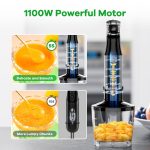 Immersion Blender Handheld Corded Hand Blenders Set 1100W, Trigger Variable Speed 5 in 1 Stick Emulsifier with Chopper, Whisk and Frother for Soup, Baby Food and Smoothies - Image 8