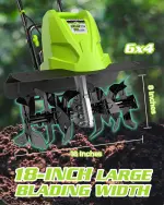 BUCOTOD 18-Inch 13.5 Amp Tiller/Cultivator with 6 Steel Tines, 3-Adjustable Wheels, Foldable Handle, 8'' Tilling Depth Electric Corded Tillers, Electric Garden Rototiller for Garden Lawn Soil Digging - Image 8