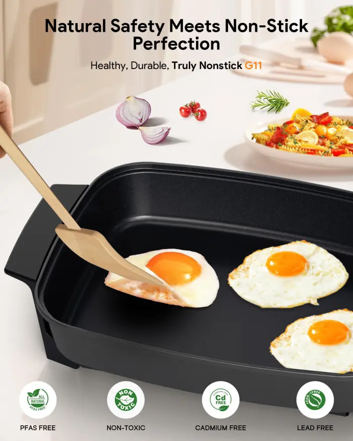 Nuwave Medley XL Digital Electric Skillet, Family Size Griddle w/Glass Lid, 2025 New & Improved Precision Heating, 100°-425°F, PFAS Free G11 Nonstick Ceramic Coating, Portable Hot Plate, 7qt Capacity - Image 7