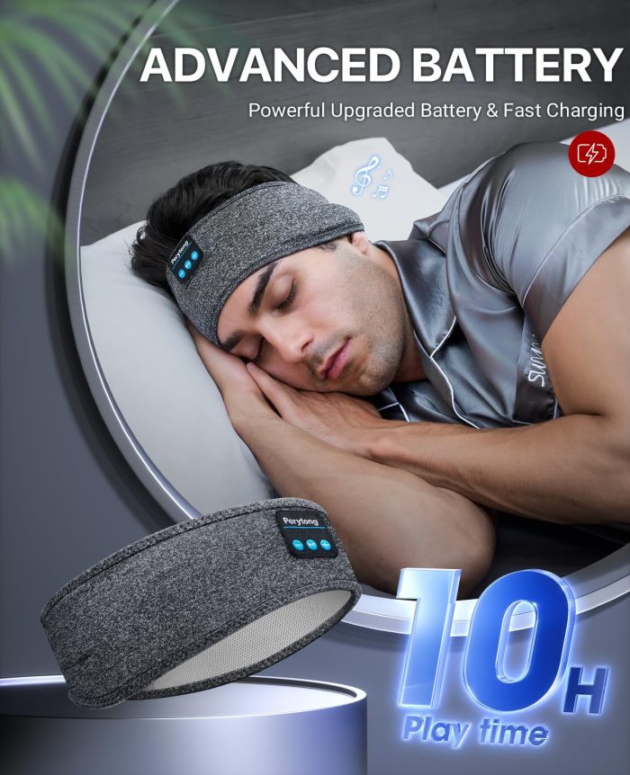 Perytong Sleep Headphones Wireless, Bluetooth Sports Headband Headphones with Ultra-Thin HD Stereo Speakers Perfect for Sleeping,Workout,Jogging,Yoga,Insomnia, Air Travel, Meditation (Grey) - Image 5