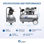 California Air Tools 8010 1.0 HP Ultra Quiet and Oil-Free Air Compressor, 8 Gallon Steel Tank, Lightweight with Wheels, 60 dBA Noise Level - Image 3