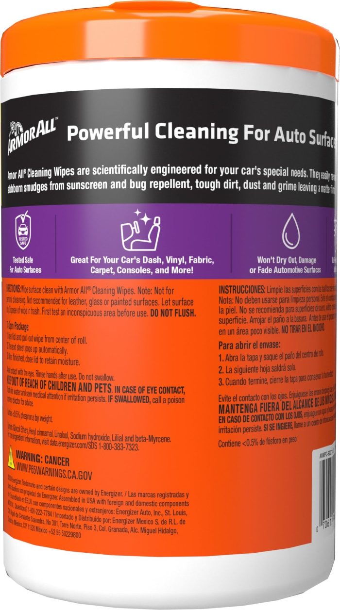 Armor All Car Cleaning Wipes, Wipes for Car Interior and Car Exterior, 90 Wipes Each - Image 3