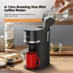 Horavie Mini Single Serve Coffee Maker for K Cup and Ground Coffee, Fast Brew One Cup Coffee Machine with Descaling Reminder and Water Window, 6 to 12 oz. Brew Sizes, Black - Image 3