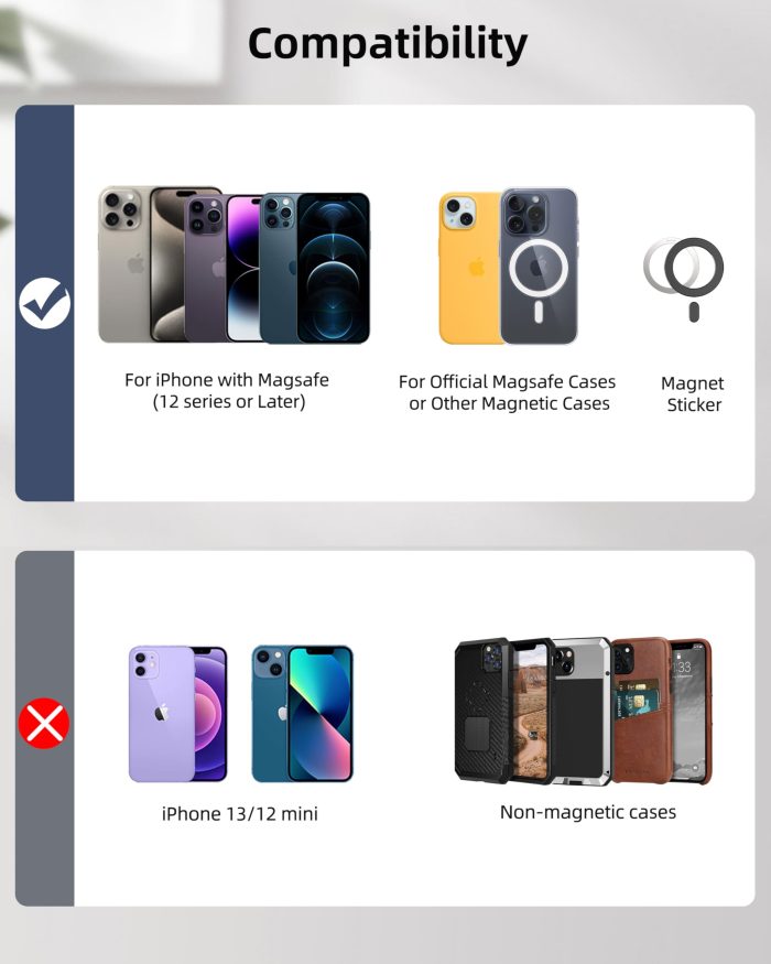 For Magsafe Wallet Stand with Airtag Holder, Strongest Magnetic Wallet for iPhone 17/16/15/14/13/12 Series, ID Window, 4 Card Slots, 10 Cards Holder, Vegan Leather, RFID Blocking, Black - Image 2