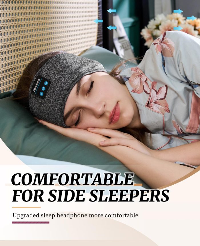 Perytong Sleep Headphones Wireless, Bluetooth Sports Headband Headphones with Ultra-Thin HD Stereo Speakers Perfect for Sleeping,Workout,Jogging,Yoga,Insomnia, Air Travel, Meditation (Grey) - Image 8