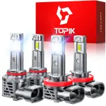 TOPIK 9005 H11 Light Bulbs Combo 800% Brighter 64000LM 6500K Cool White, Plug N Play, 50000Hrs Lifespan, No Flicker, 99% Compatibility, HB3 H9 H8 Light for Off-Road Use or Fog Light, Pack of 4
