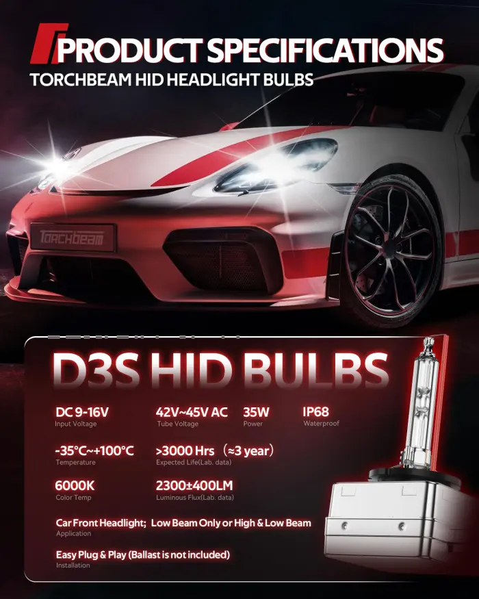 Torchbeam D3S HID Bulbs, 6000K Cool White, 35W 66340 42403 42302 (42403C1) Replace HID Xenon Bulbs, (Not fit Halogen Assembly), Pack of 2 - Image 7