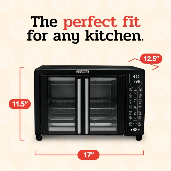 Gourmia Toaster Oven Air Fryer Combo 17 cooking presets 1700W french door digital air fryer oven 24L capacity accessories, convection rack, baking pan tray recipe book GTF7460,Large,Black - Image 4