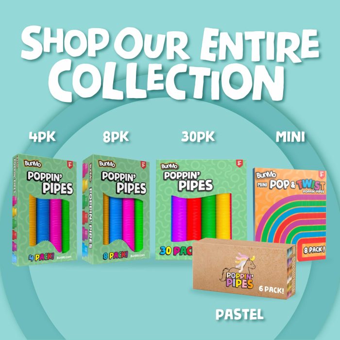 BUNMO Stocking Stuffers for Kids - Pop Tubes - Sensory Toys - Toddler Toys - Imaginative Play & Stimulating Creative Learning - Stocking Stuffers for Toddlers - 4 Pack Large - Image 4