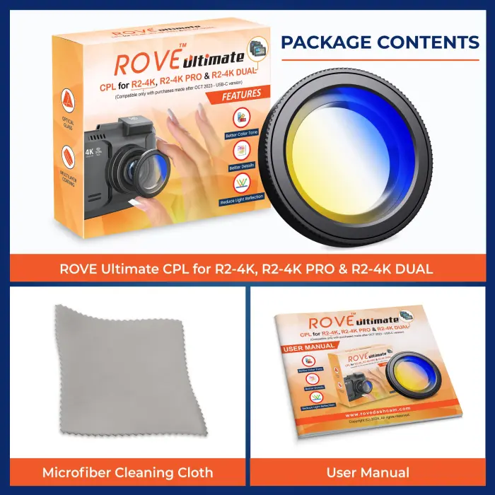 ROVE Ultimate CPL Filter, Anti-Glare Circular Polarizer Lens for ROVE R2-4K, R2-4K PRO, and R2-4K Dual Dash Cam Models - Image 4