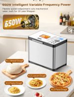 KBS 2LB 19-in-1 Programmable Bread Maker, Stainless Steel Bread Machine with Nonstick Ceramic Pan,650W Bread Maker Machine with 15H Timer&1H Keep Warm,Sourdough,Gluten Free,3 Colors,53 Recipes,Silver - Image 4
