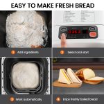 KOKUKAKU 22-In-1 Compact Automatic Bread Maker Machine, 1LB/1.5LB Programmable 2 Loaf Sizes, 3 Crust Colors, Small Digital Home Bakery with Dough, Cake, Jam, Yogurt, Non-stick Pan, White - Image 2