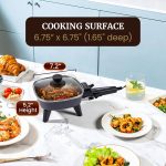 Elite Gourmet EFS059 Personal Electric Skillet, 7” Compact Portable Cooker, Adjustable Temperature, 600W Rapid Heating, Nonstick Surface, Tempered Glass Lid, Removable Handle, Black - Image 6