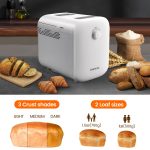 KOKUKAKU 22-In-1 Compact Automatic Bread Maker Machine, 1LB/1.5LB Programmable 2 Loaf Sizes, 3 Crust Colors, Small Digital Home Bakery with Dough, Cake, Jam, Yogurt, Non-stick Pan, White - Image 7