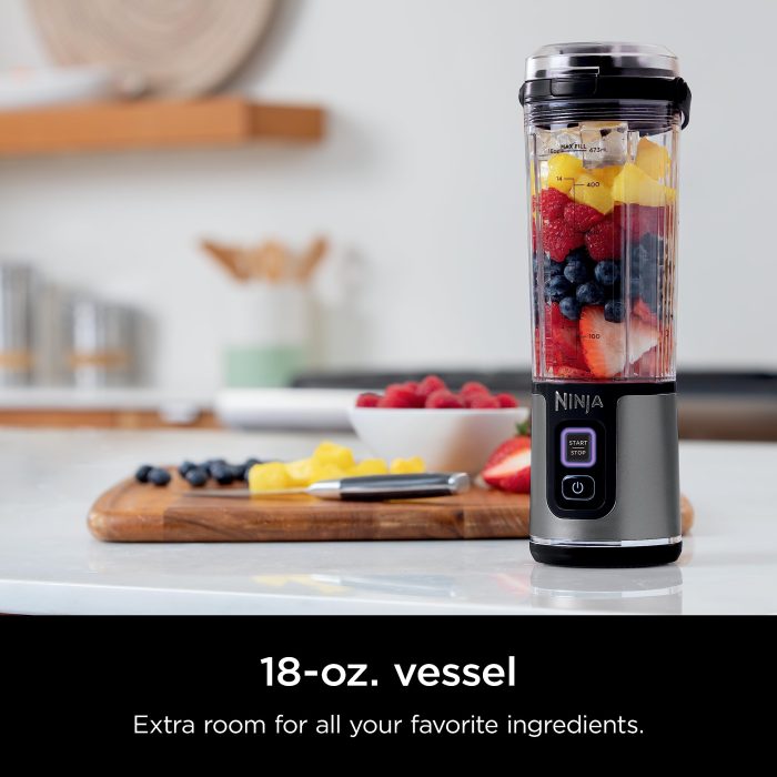 Ninja BC151BK Blast Portable Blender, Cordless, 18oz. Vessel, Personal Blender-for Shakes & Smoothies, BPA Free, Leakproof-Lid & Sip Spout, USB-C Rechargeable, Dishwasher Safe Parts, Black - Image 13