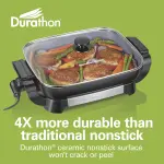 Hamilton Beach Electric Skillet with PFAS-Free Durathon Ceramic Coating, Removable 12x15” Pan, Adjustable Temperature, Reversible Design, Tempered Glass Lid, Black Nonstick Surface (38531) - Image 7