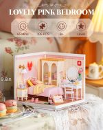 Rolife Super Creator Series, DIY Mini Lovely Pink Bedroom Dollhouse House Kit, Bulid Scenary for Action Collectible Figures, Creative Gifts for Women Kids Adults - Image 8