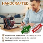 TESLYAR Wood Phone Docking Station for Men - Desktop or Nightstand Organizer - Birthday Gifts for Men, Dad - Anniversary Idea from Wife - Key Holder, Stand Wallet, Watch & Essentials (Bourbon Brown) - Image 5