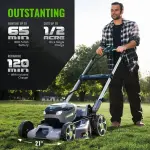 60V Self-Propelled Lawn Mower 21-Inch, Brushless Cordless Mower for Large Yards, Electric with LED Headlight, 2X5.0Ah Battery & Rapid Charger - Image 7