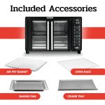 Gourmia Toaster Oven Air Fryer Combo 17 cooking presets 1700W french door digital air fryer oven 24L capacity accessories, convection rack, baking pan tray recipe book GTF7460,Large,Black - Image 3