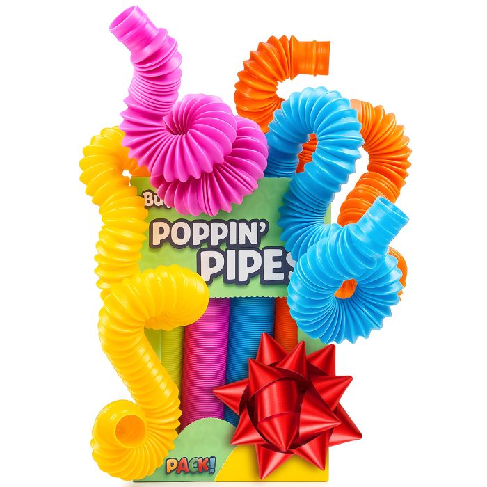 817VvWllUbL BUNMO Stocking Stuffers for Kids - Pop Tubes - Sensory Toys - Toddler Toys - Imaginative Play & Stimulating Creative Learning - Stocking Stuffers for Toddlers - 4 Pack Large - Image 1