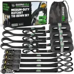 Rhino USA Ratchet Straps Tie Downs (4-Pack) - 1 Inch x 15 Feet (1,823lb Break Strength) - Ultimate Tie Down Straps with Safety S Hooks - for Trucks, Cargo, Moving, Appliances - Black