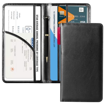 CoBak Car Registration and Insurance Holder - Vehicle Glove Box Car Organizer,Auto Truck Comparment Accessories Case with Magnetic Closure for Driver License,Cards