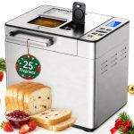 EUHOMY 25-in-1 Bread Maker Machine 2LB Breadmaker, Bread Machines with Nut Dispenser and Yeast Dispenser, 3 Loaf Sizes 3 Crust Colors, Dough Maker with Customized Options, Gluten-Free, Recipe, Gifts