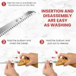 Prikoi Electric Knife - Carving Knife Set, Easy-Slice Serrated Edge Blades for Meat, Bread, Turkey, Ribs, Fillet, DIY, Ergonomic Handle + 2 Blades for Raw & Cooked Food New Upgrade(Faux Wood) - Image 8