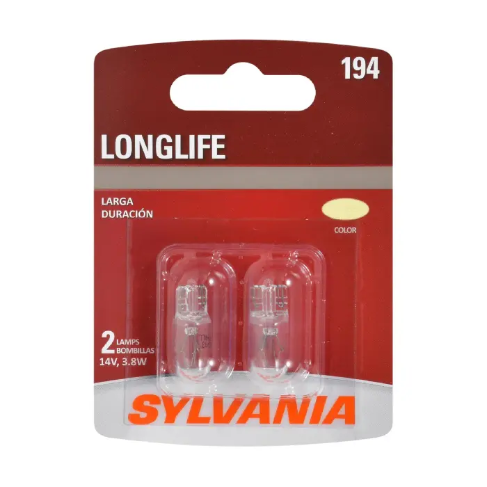 81B7vr7LmWL SYLVANIA - 194 Long Life Miniature - Bulb, Ideal for Interior Lighting – Trunk, Cargo and License Plate (Contains 2 Bulbs) - Image 1
