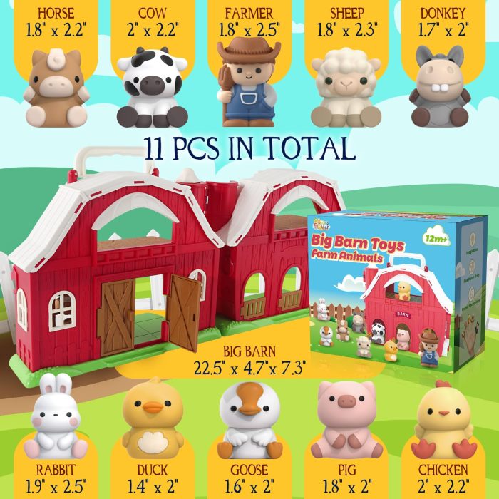 SpringFlower Toddler Toys for 1 2 3 Years Old Boys and Girls, Big Barn Toy with Farm Animal,Educational Montessori Toys, Farm Pretend Playset Toy, Christmas Birthday Gift for Toddler Baby Boys Girls - Image 6