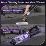 SWMRDN Car Vacuum Portable Cordless, 20000Pa Mini Vacuum Cleaner & Air Duster, 130W Brushless Motor Handheld Vacuum Cordless with LED Light, 7800mAh Battery, Multi-Nozzles for Car, Office, Home, Pet - Image 3