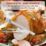 Prikoi Electric Knife - Carving Knife Set, Easy-Slice Serrated Edge Blades for Meat, Bread, Turkey, Ribs, Fillet, DIY, Ergonomic Handle + 2 Blades for Raw & Cooked Food New Upgrade(Faux Wood) - Image 9