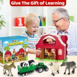 Farm Animals Toys for 1 2 3 4 5 Year Old Toddlers Girls Boys, Big Red Barn Farm Playset with Figures Animals and Tractor Toy for Kids 3-5, Educational Learning Toys, Christmas Birthday Easter Gifts - Image 3