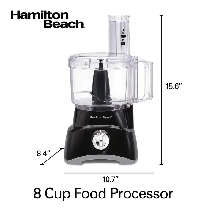 Hamilton Beach Food Processor & Vegetable Chopper for Slicing, Shredding, Mincing, and Puree, 8 Cup, Black - Image 2
