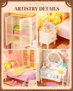 Rolife Super Creator Series, DIY Mini Lovely Pink Bedroom Dollhouse House Kit, Bulid Scenary for Action Collectible Figures, Creative Gifts for Women Kids Adults - Image 6