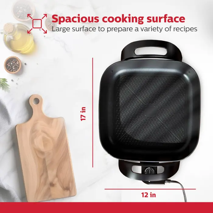 Holstein Housewares 12-Inch Electric Skillet - 1400W Electric Pan with Adjustable Temperature Control, PFOA-Free Non-Stick Coating, Cool-Touch Handles, Multi-Function Cooker, Red - Image 4