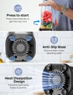 Ganiza Blender for Smoothies, 14Pcs Personal Blender for Shake and Smoothies for Kitchen with 3 Portable Cups (1x24oz & 2X17oz), Single Serve Smoothie Maker, Nutritious Recipe - Image 6