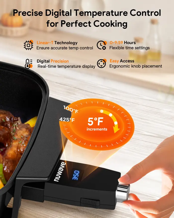 Nuwave Medley XL Digital Electric Skillet, Family Size Griddle w/Glass Lid, 2025 New & Improved Precision Heating, 100°-425°F, PFAS Free G11 Nonstick Ceramic Coating, Portable Hot Plate, 7qt Capacity - Image 8